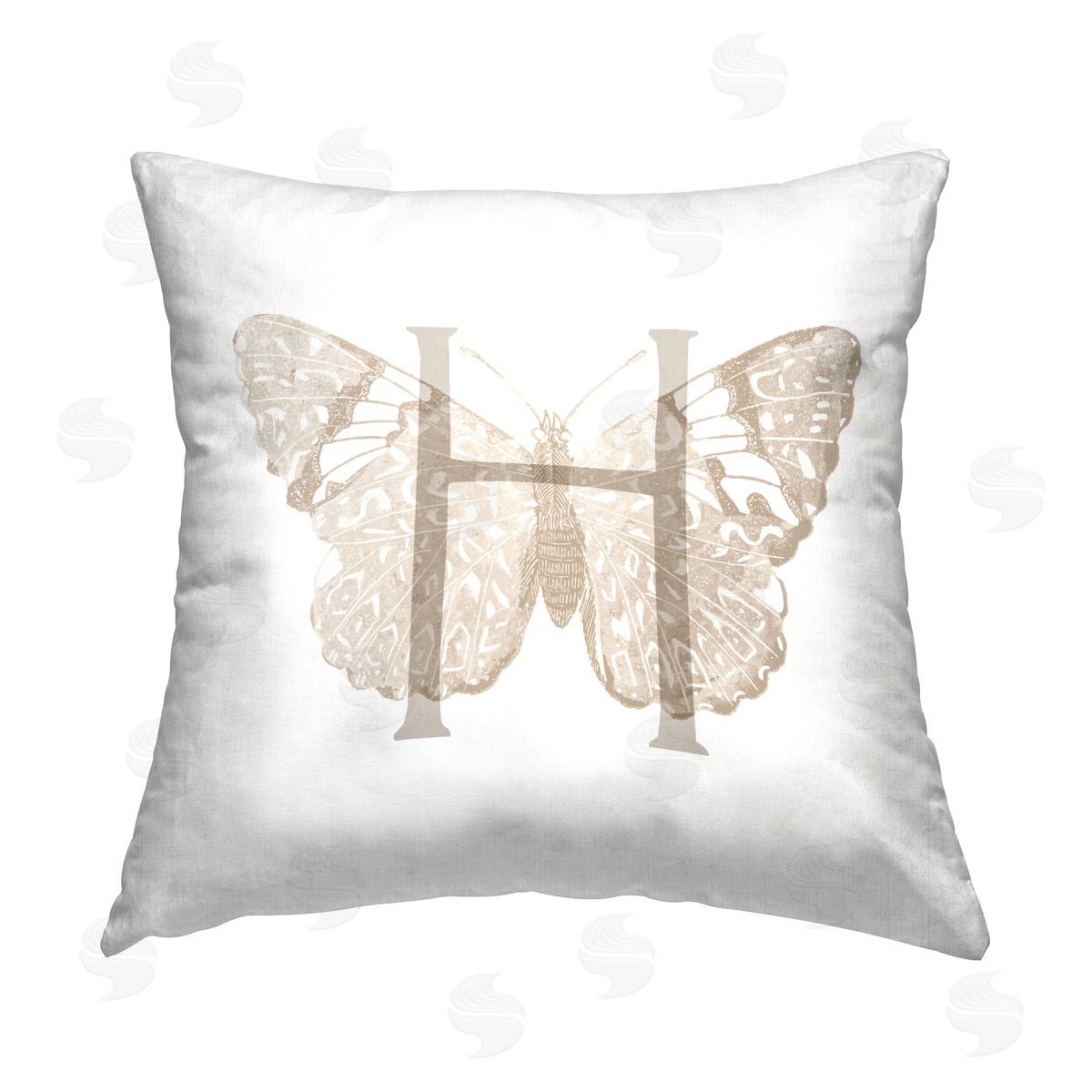 Stupell Studio Butterfly Name Initial H Printed Plush Polyester Throw Pillow