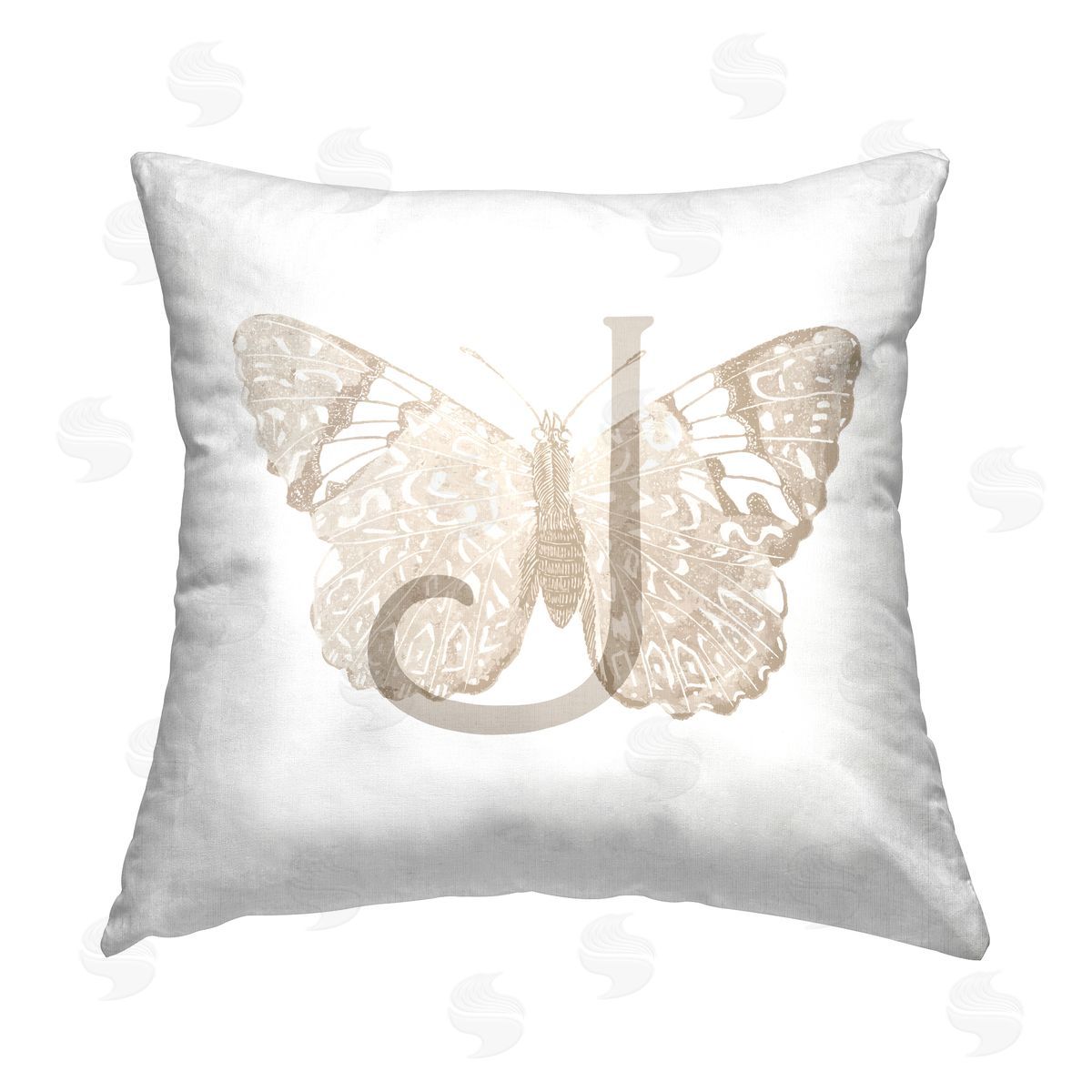 Stupell Studio Butterfly Name Initial J Printed Plush Polyester Throw Pillow