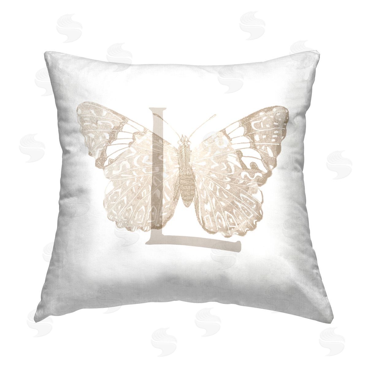 Stupell Studio Butterfly Letter L Printed Plush Polyester Throw Pillow