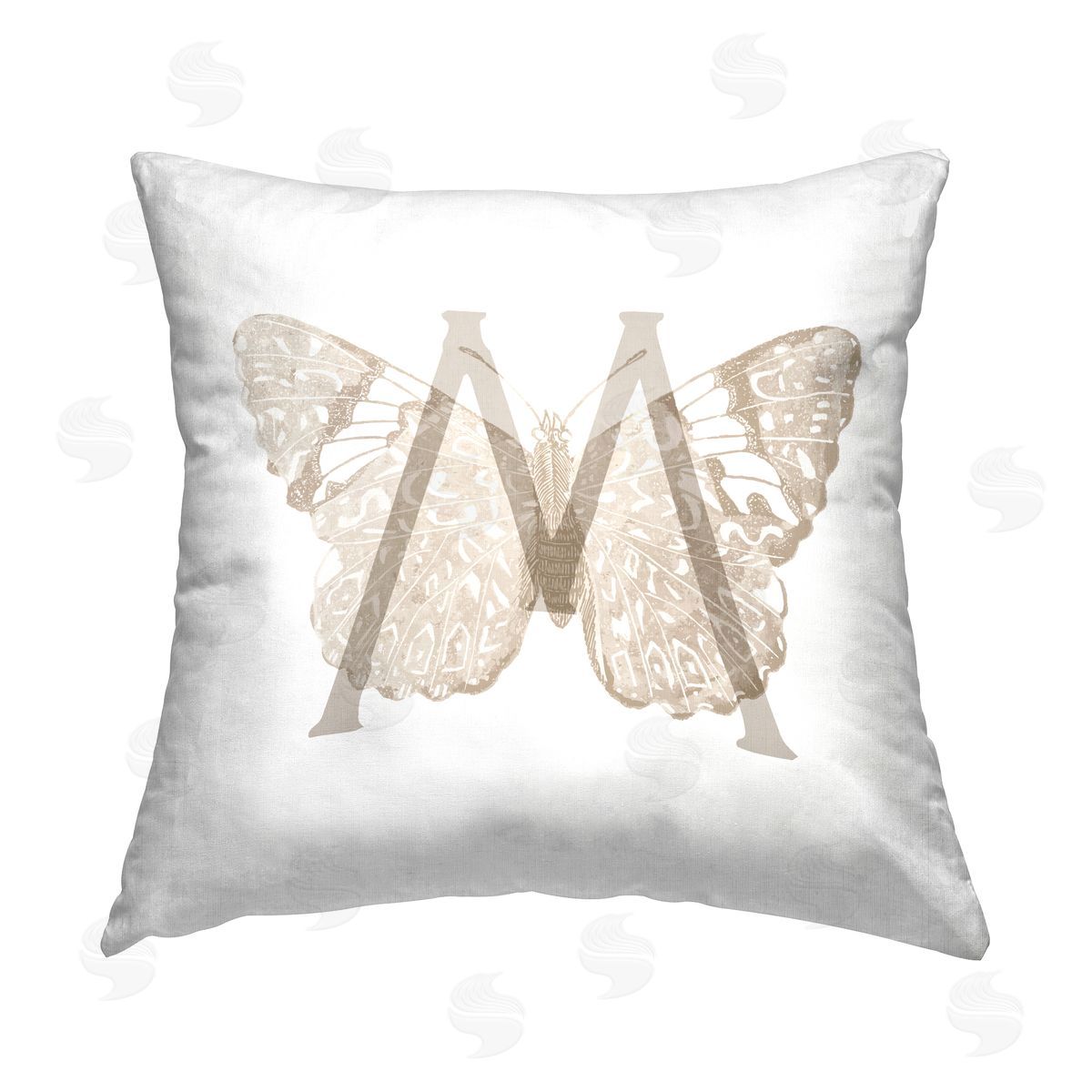 Stupell Studio Butterfly Name Initial M Printed Plush Polyester Throw Pillow