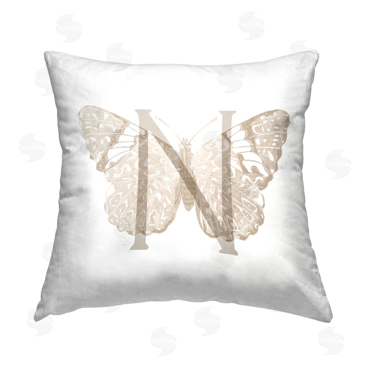 Stupell Studio Butterfly Name Letter N Printed Plush Polyester Throw Pillow