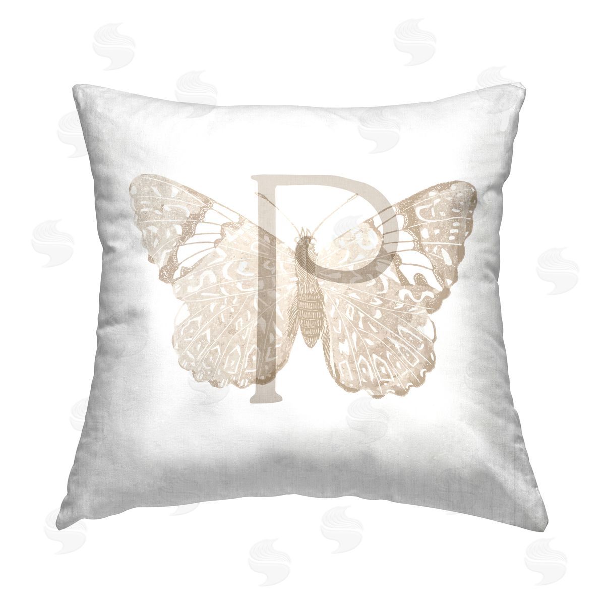 Stupell Studio Letter P Butterfly Initial Printed Plush Polyester Throw Pillow