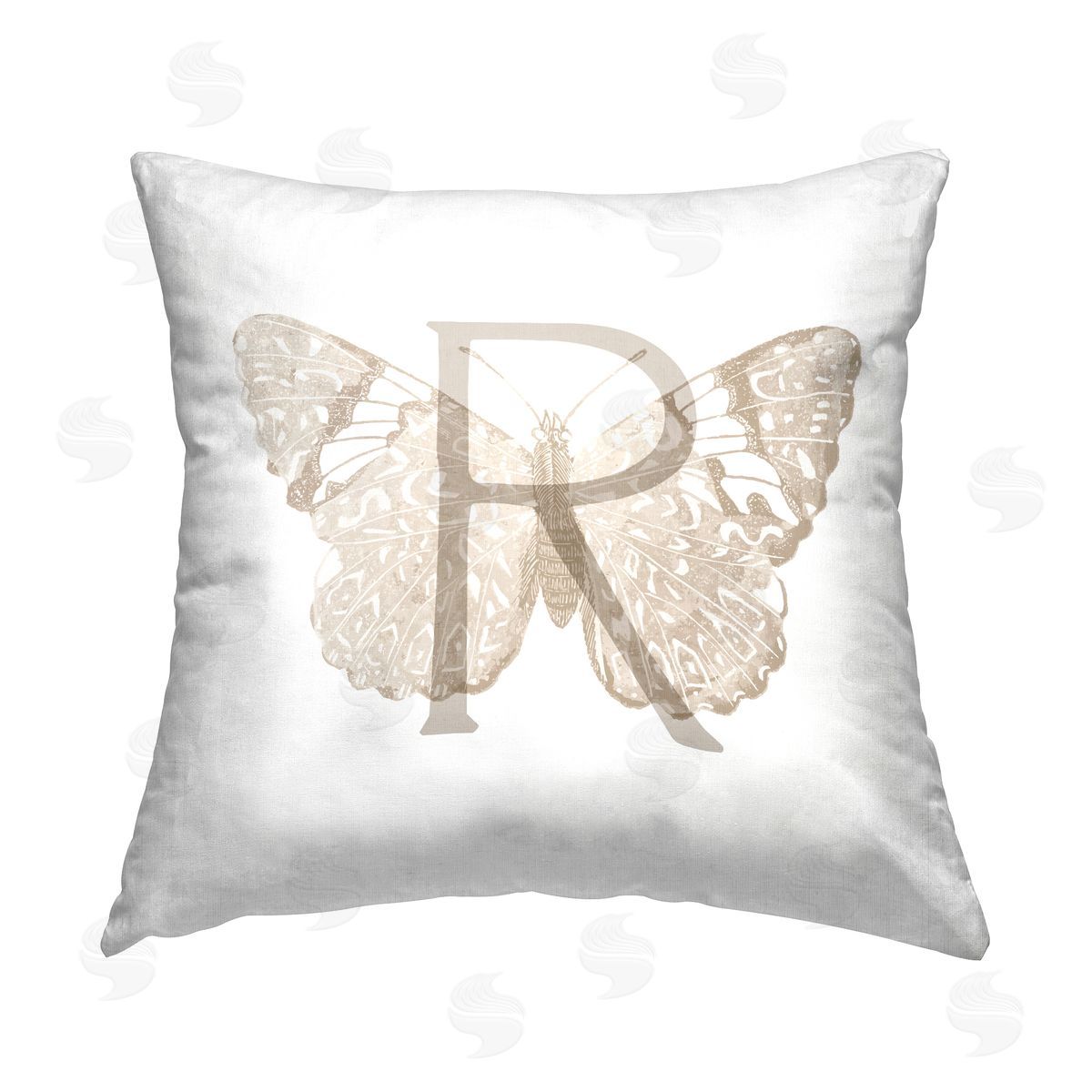Stupell Studio Butterfly Name Initial R Printed Plush Polyester Throw Pillow