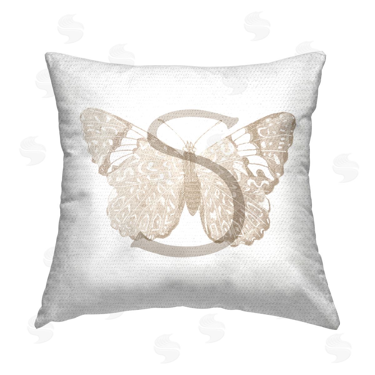 Stupell Studio Letter S Butterfly Initial Outdoor Quick-Dry Polyester Printed Throw Pillow