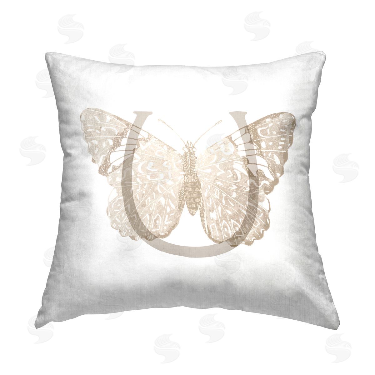 Stupell Studio U Name Initial Butterfly Printed Plush Polyester Throw Pillow