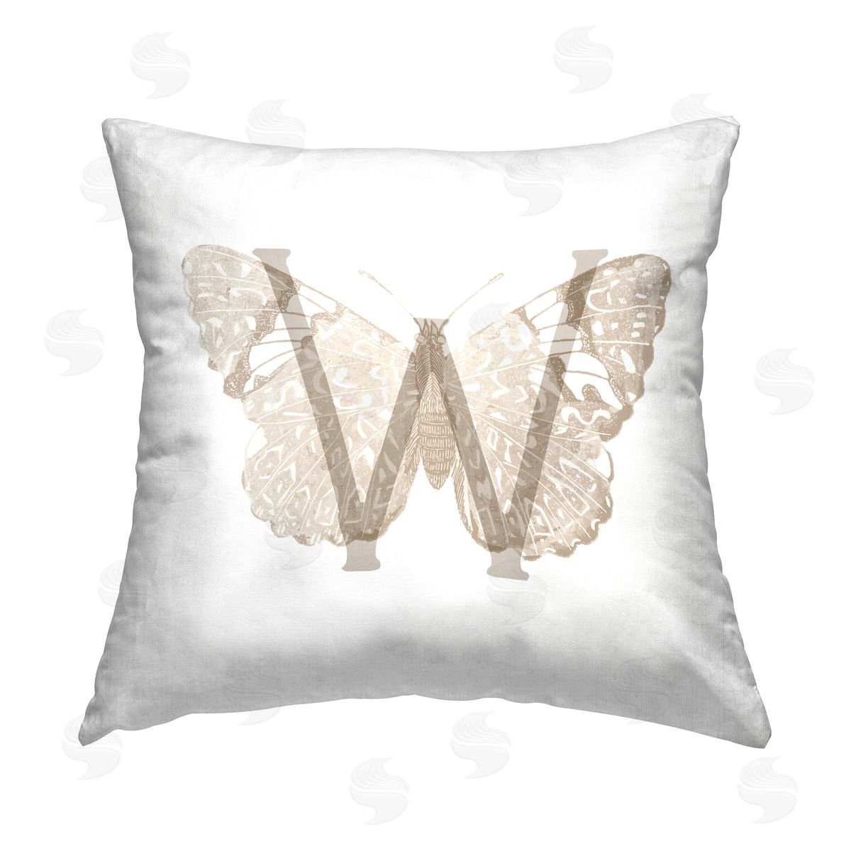 Stupell Studio Letter W Butterfly Initial Printed Plush Polyester Throw Pillow