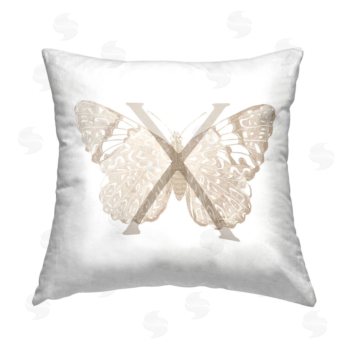 Stupell Studio Letter X Butterfly Initial Printed Plush Polyester Throw Pillow