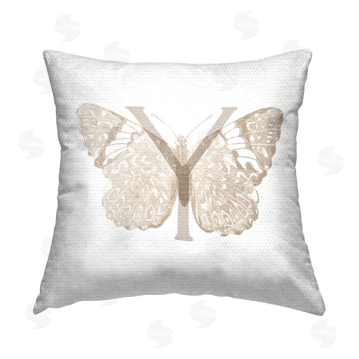 Stupell Studio Butterfly Initial Letter Y Outdoor Quick-Dry Polyester Printed Throw Pillow