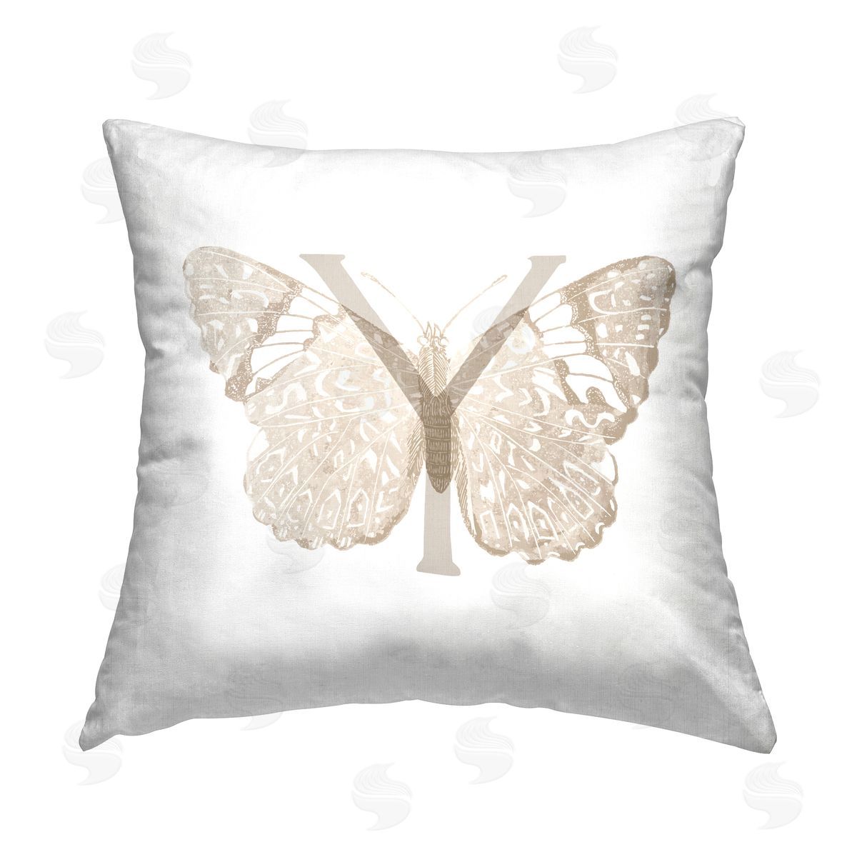 Stupell Studio Butterfly Initial Letter Y Printed Plush Polyester Throw Pillow