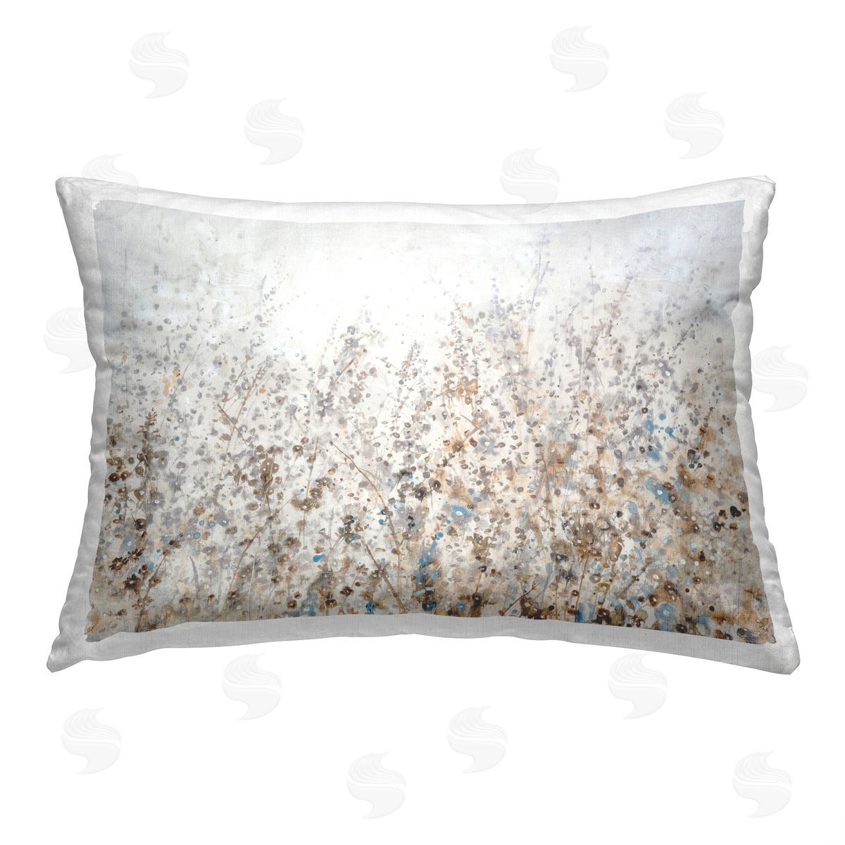 Tim O'Toole Beige Abstract Florals Printed Plush Polyester Throw Pillow
