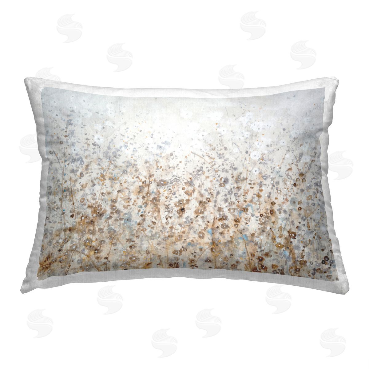 Tim O'Toole Tan Modern Florals Printed Plush Polyester Throw Pillow