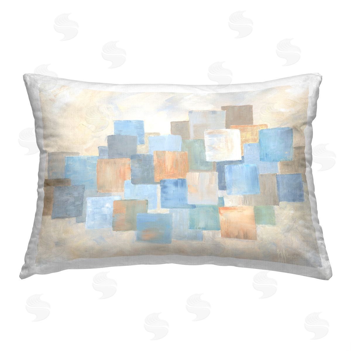 Georgia Janisse Blue Squares Abstract Printed Plush Polyester Throw Pillow