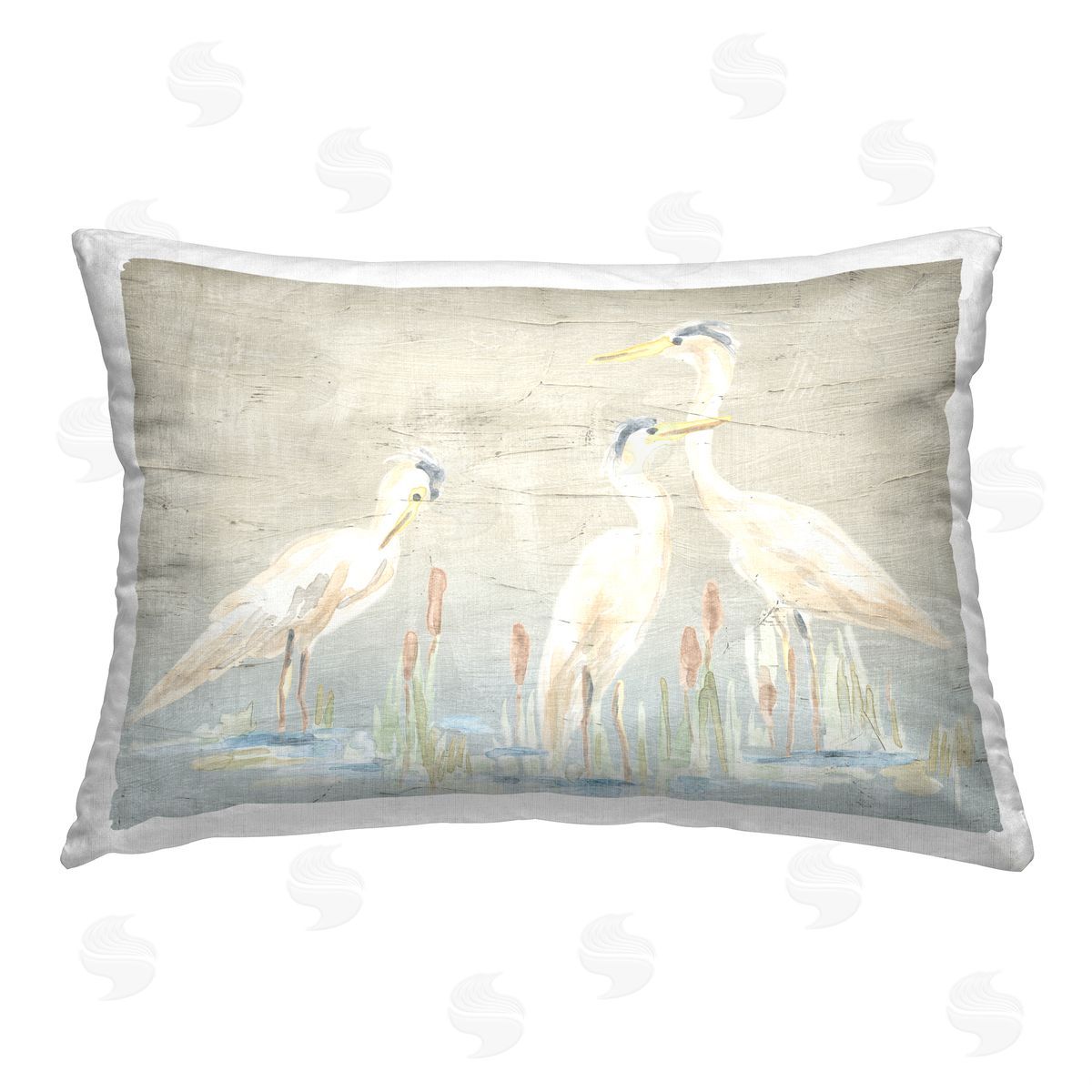 June Erica Vess Three Heron Birds Printed Plush Polyester Throw Pillow