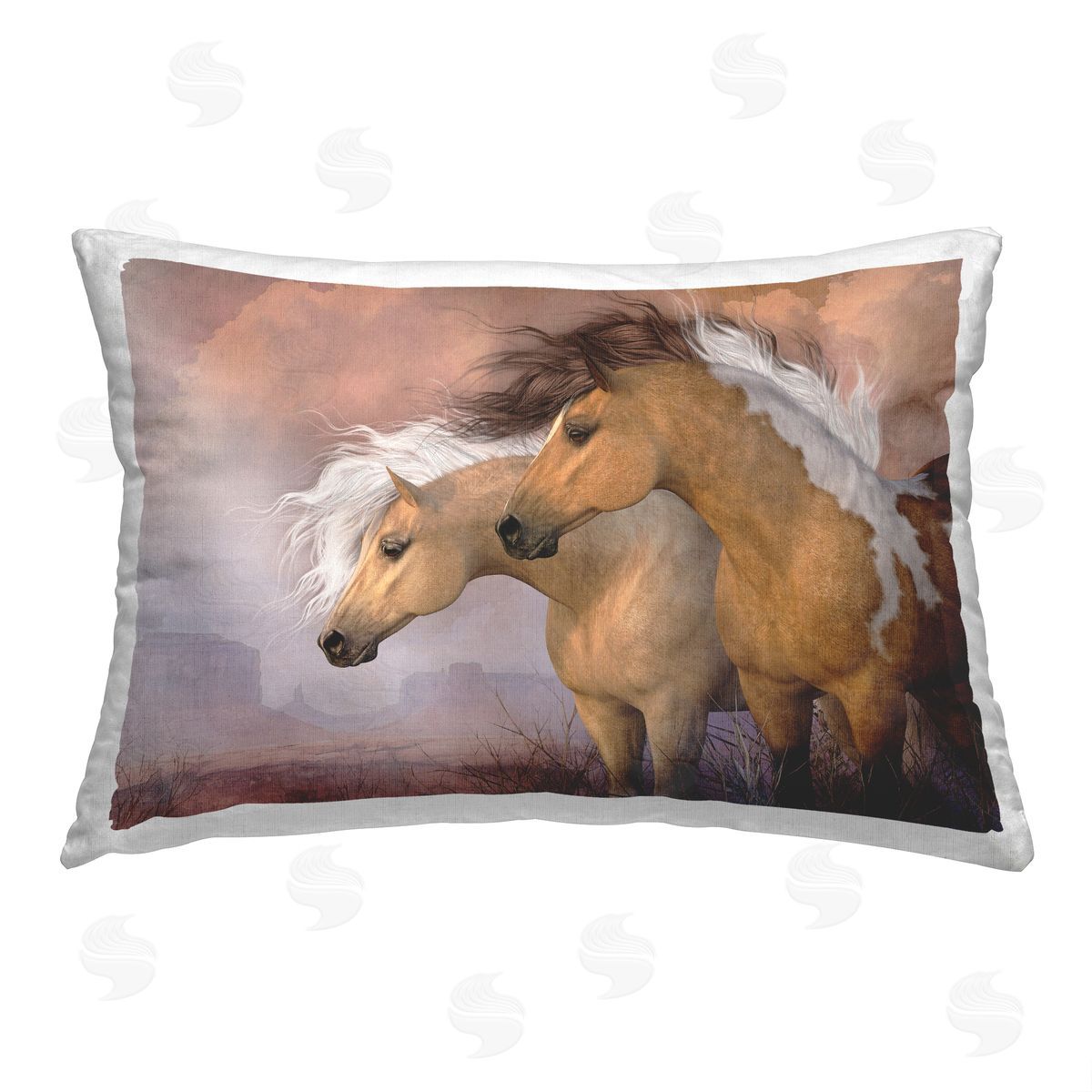 Laurie Prindle Sunset Gold Horses Printed Plush Polyester Throw Pillow