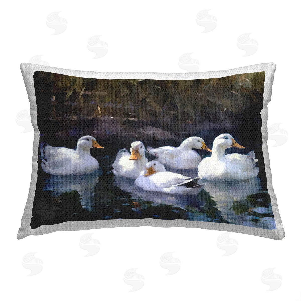 Ziwei Li Ducks Swimming in Pond Outdoor Quick-Dry Polyester Printed Throw Pillow
