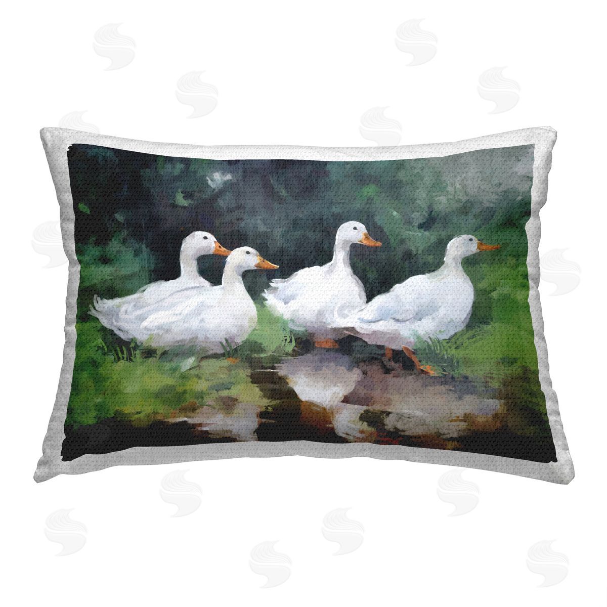 Ziwei Li Ducks & Puddle Reflection Outdoor Quick-Dry Polyester Printed Throw Pillow