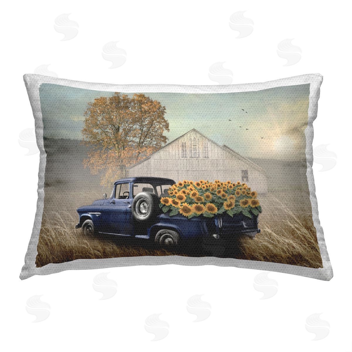 Lori Deiter Sunflower Truck Farm Outdoor Quick-Dry Polyester Printed Throw Pillow