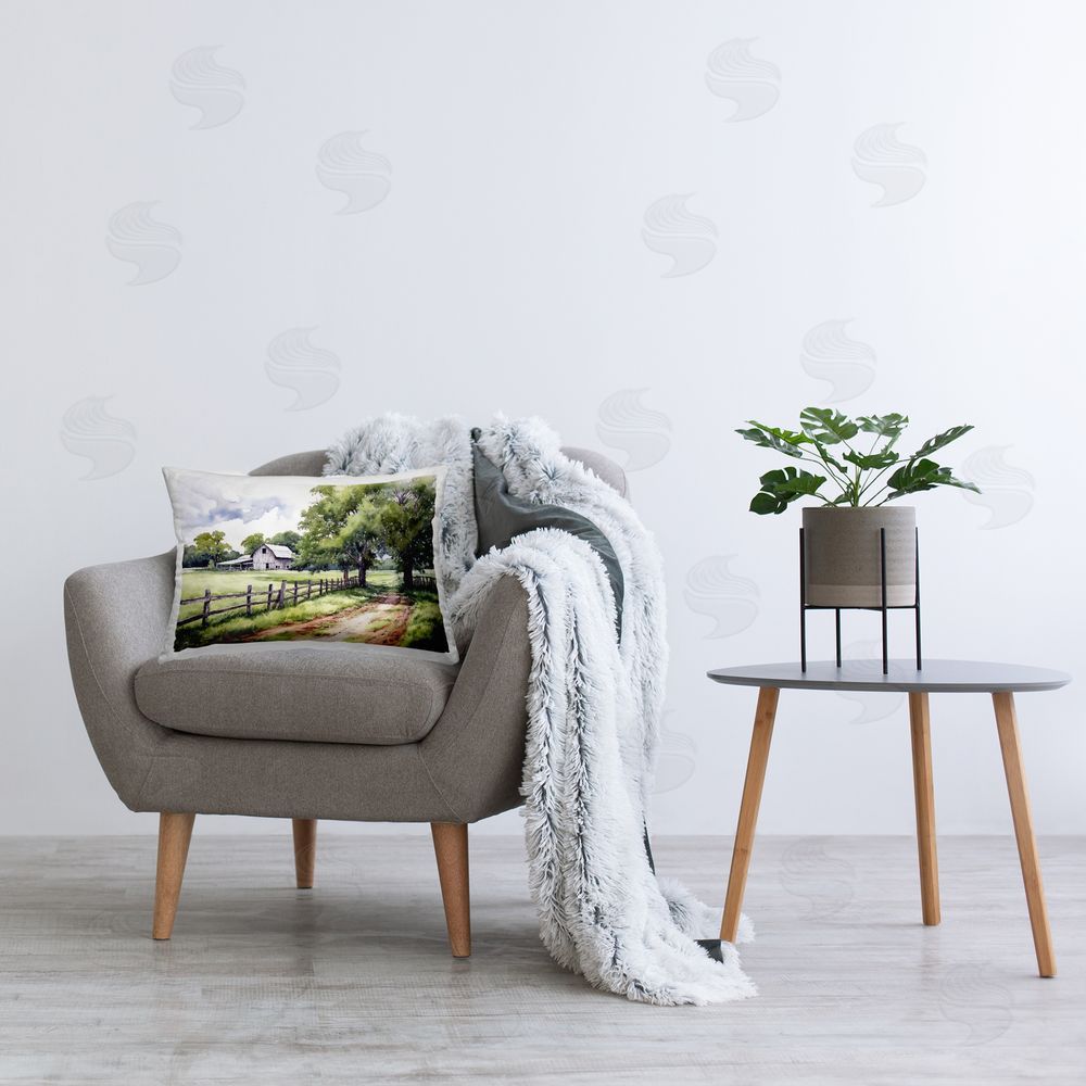 Ray Powers Country Cottage Path Printed Plush Polyester Throw Pillow On Chair