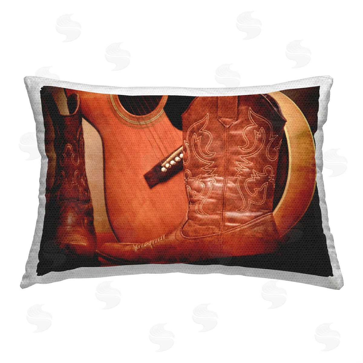 Daniel Sproul Western Boots & Guitar Outdoor Quick-Dry Polyester Printed Throw Pillow