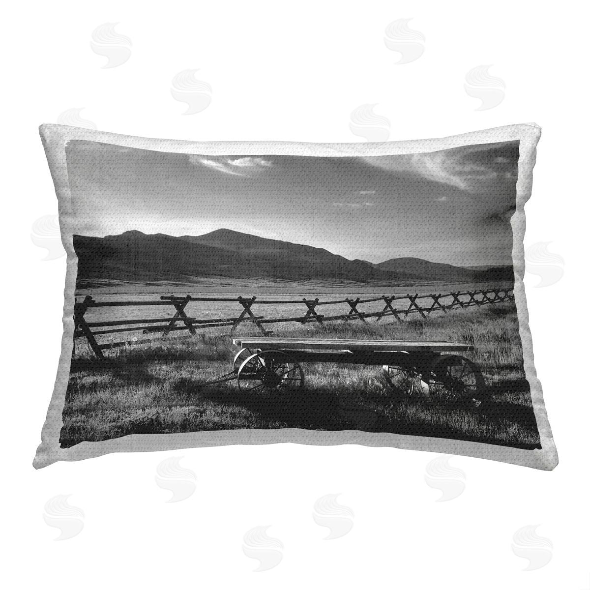 Steve Toole Rural Wagon & Fence Outdoor Quick-Dry Polyester Printed Throw Pillow