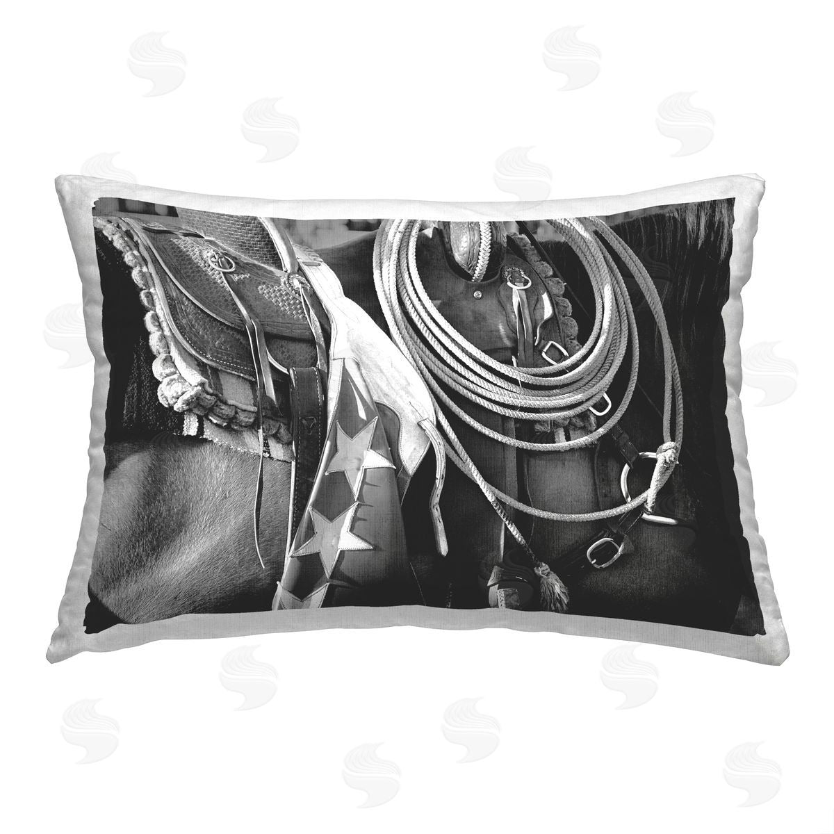 Steve Toole Western Horse Saddle Printed Plush Polyester Throw Pillow