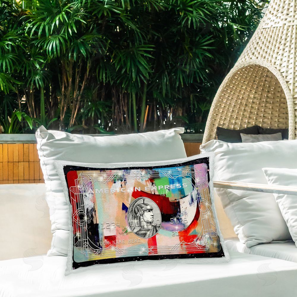 Ziwei Li Patterned Credit Card Outdoor Quick-Dry Polyester Printed Throw Pillow in Back Yard