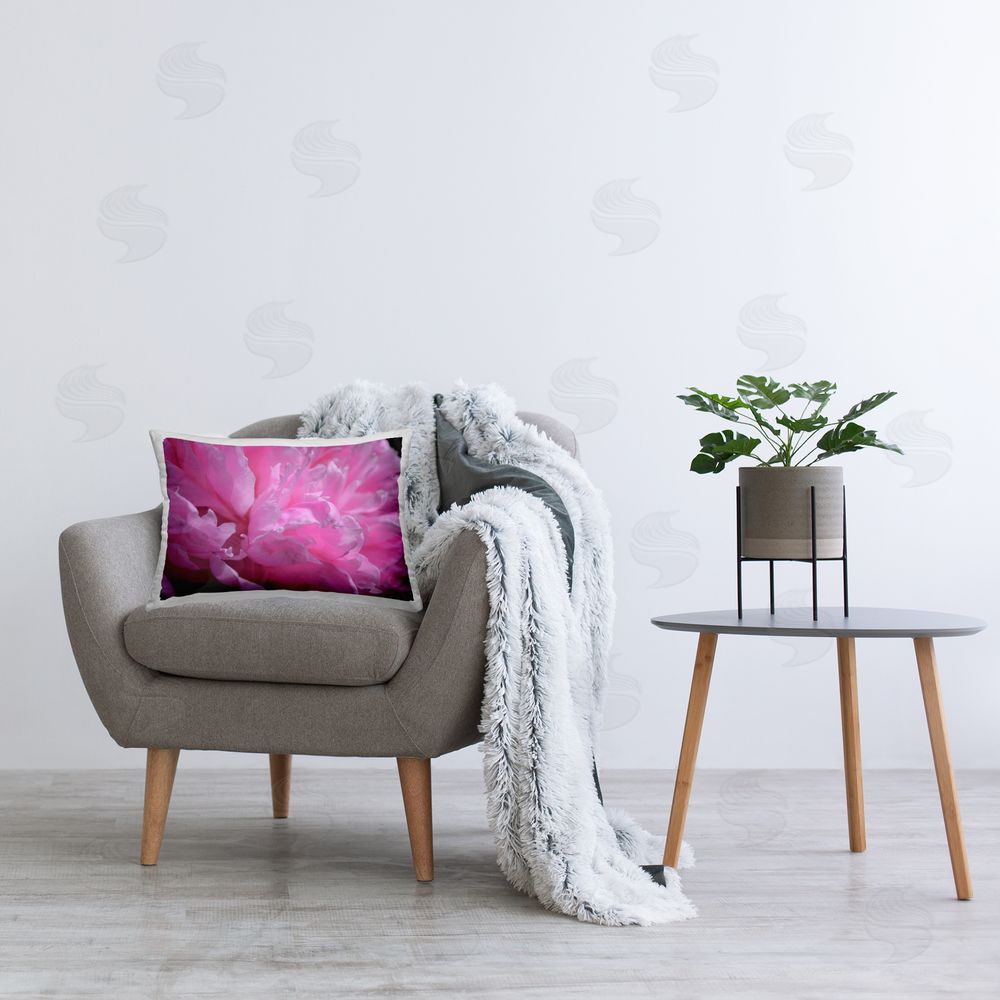 Michelle Calkins Pink Petals Close Up Printed Plush Polyester Throw Pillow On Chair