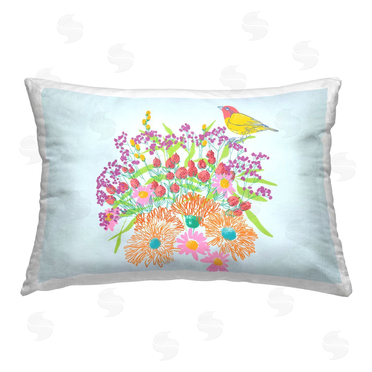 Pragya Kothari Vivid Blooms & Bird Printed Plush Polyester Throw Pillow