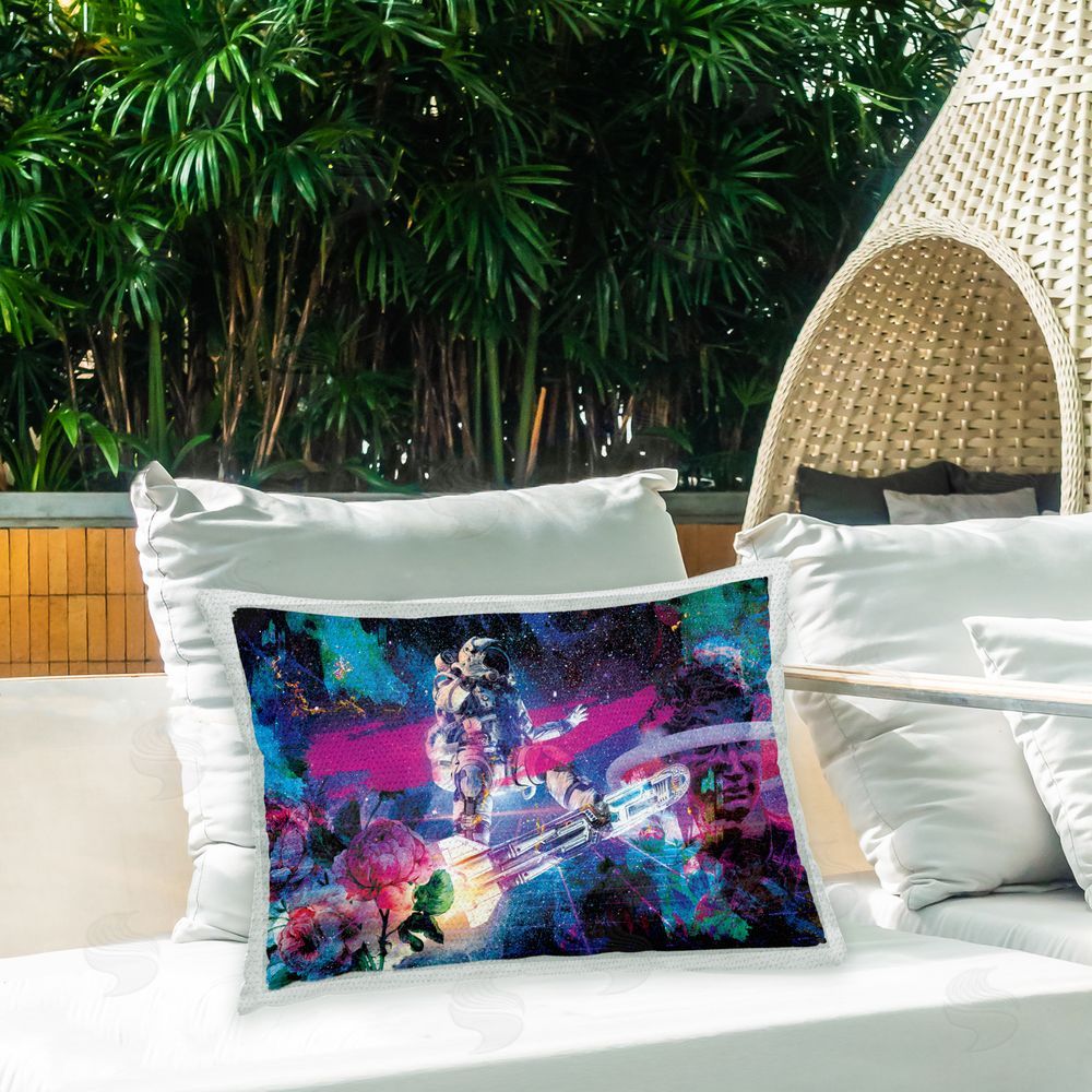 Elephant Stock Abstract Space Nebula Outdoor Quick-Dry Polyester Printed Throw Pillow in Back Yard