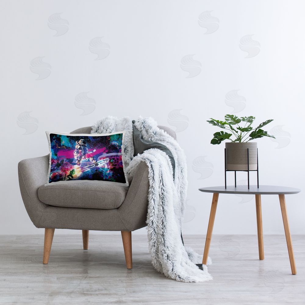 Elephant Stock Abstract Space Nebula Printed Plush Polyester Throw Pillow On Chair
