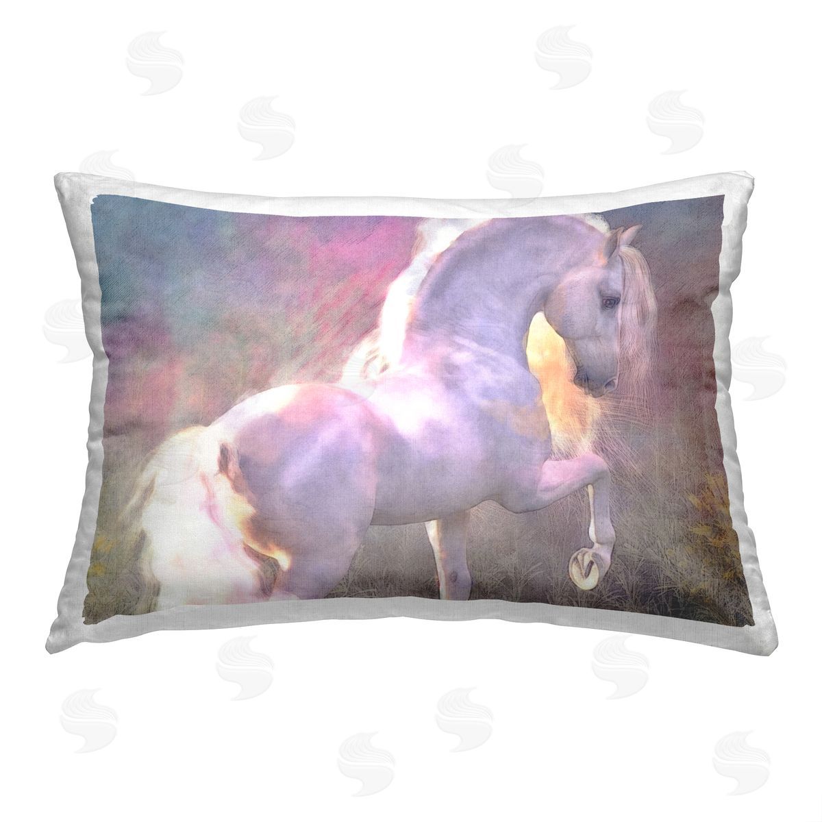 Laurie Prindle Evenglow Pastel Horse Printed Plush Polyester Throw Pillow