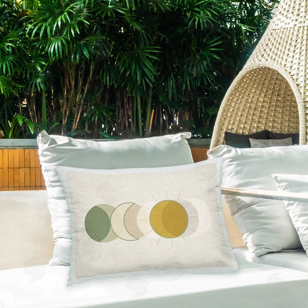 Daphne Polselli Minimal Moon & Sun Outdoor Quick-Dry Polyester Printed Throw Pillow in Back Yard
