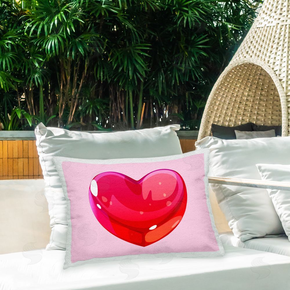 Stupell Studio Modern Heart Candy Outdoor Quick-Dry Polyester Printed Throw Pillow in Back Yard
