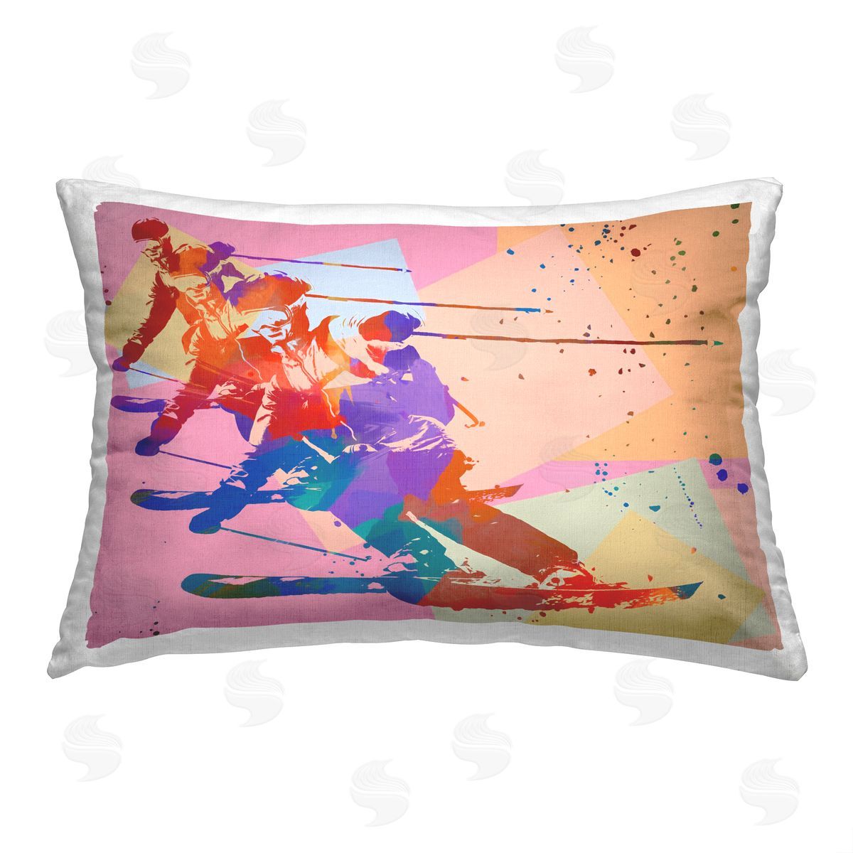 Daniel Sproul Modern Skiing Collage Printed Plush Polyester Throw Pillow