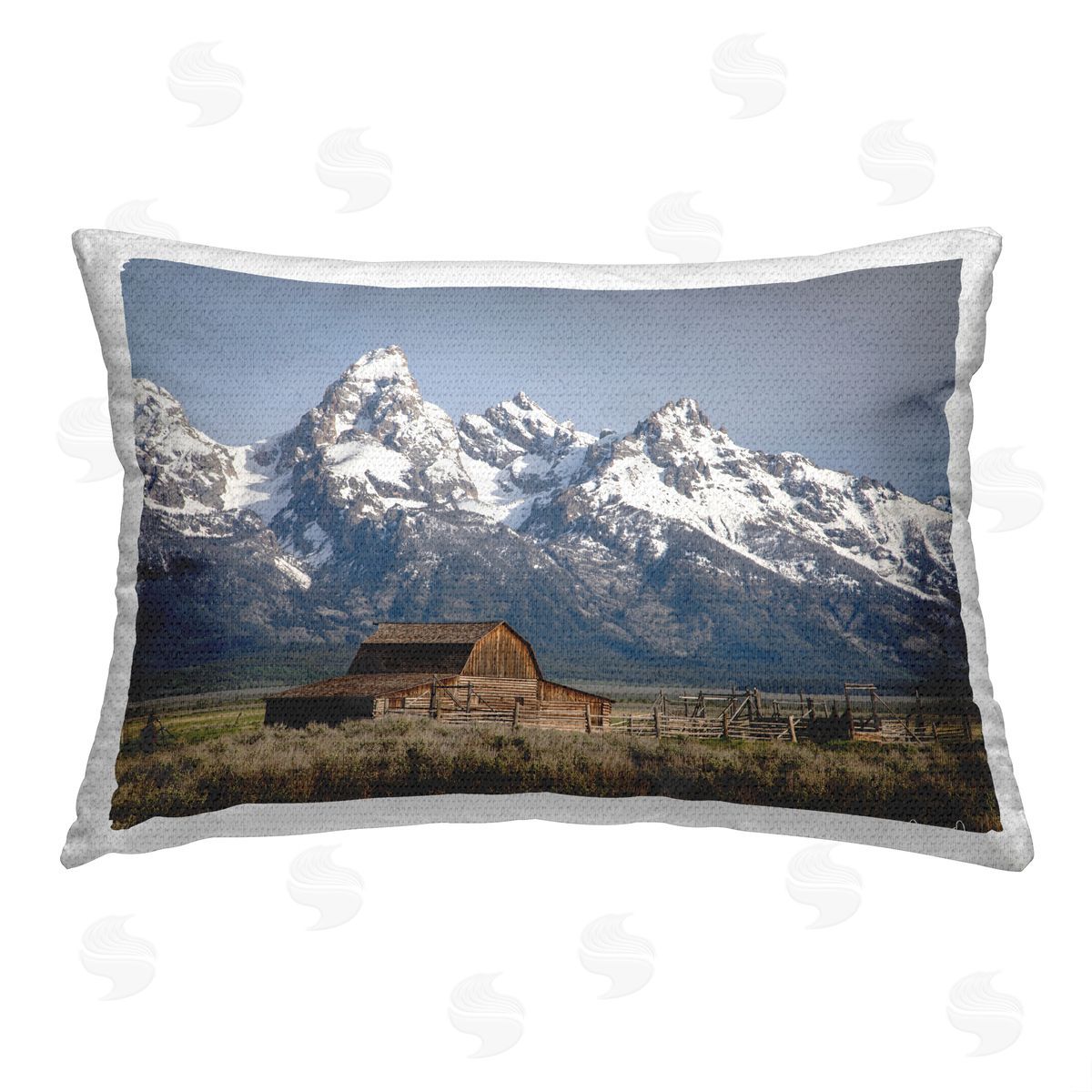 David Drost Rural Mountain Cabin Outdoor Quick-Dry Polyester Printed Throw Pillow