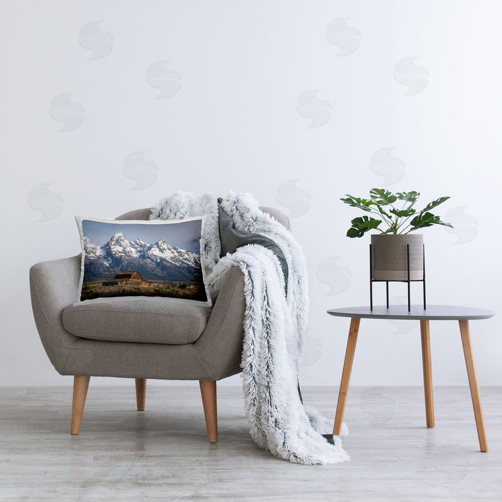 David Drost Rural Mountain Cabin Printed Plush Polyester Throw Pillow On Chair