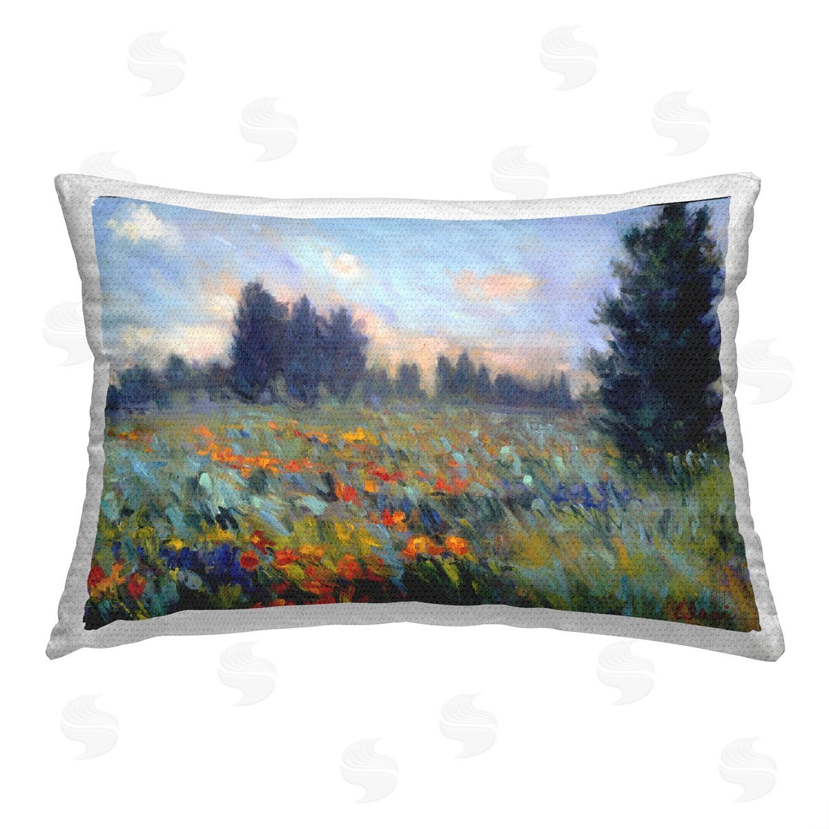 Alexi Fine Meadow Flower Field Outdoor Quick-Dry Polyester Printed Throw Pillow