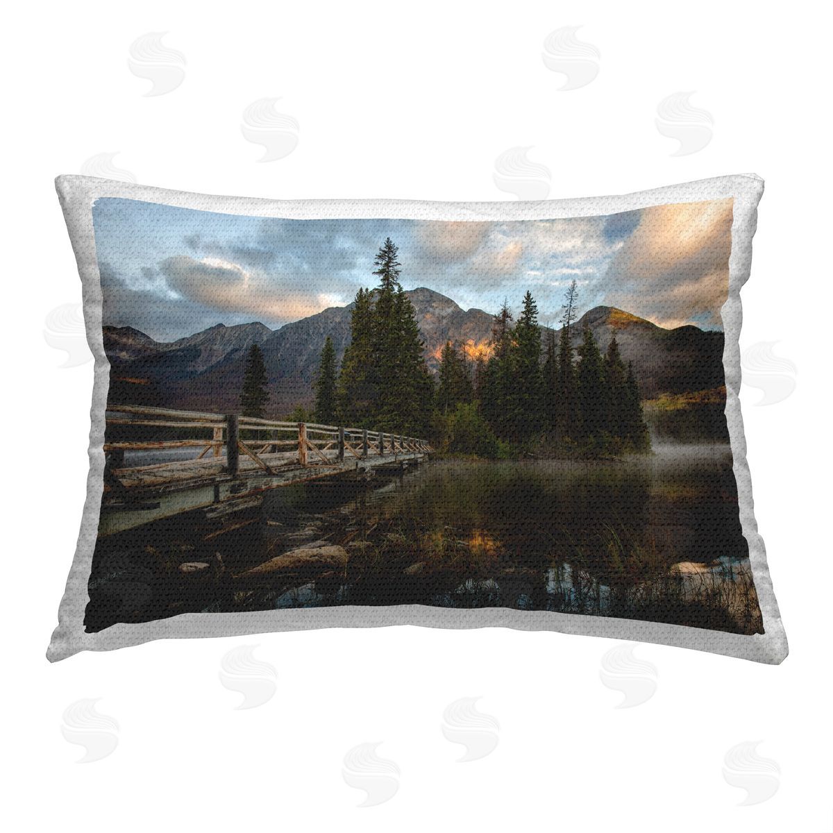 Daniel Sproul Sunlit Lake Bridge Outdoor Quick-Dry Polyester Printed Throw Pillow