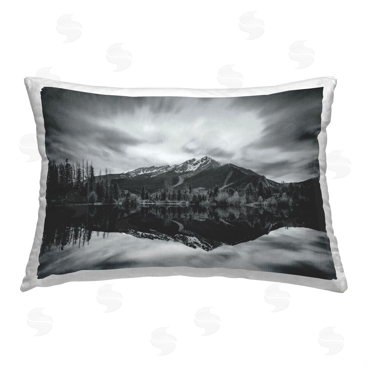 Daniel Sproul Grey Lake Reflection Printed Plush Polyester Throw Pillow