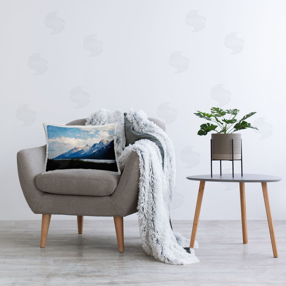 Daniel Sproul Cloudy Mountain View Printed Plush Polyester Throw Pillow On Chair