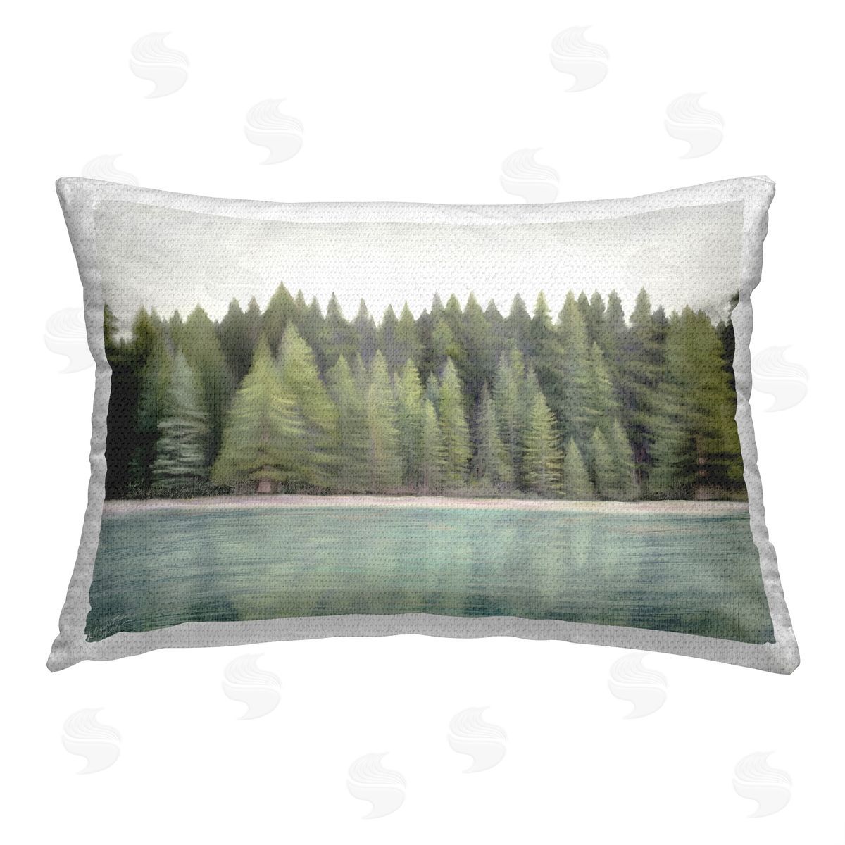 Elizabeth Medley Lake & Pine Trees Outdoor Quick-Dry Polyester Printed Throw Pillow