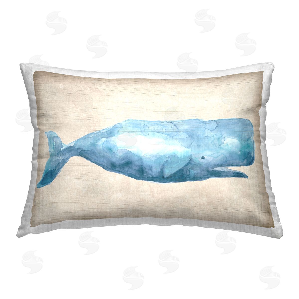 June Erica Vess Nautical Beluga Whale Printed Plush Polyester Throw Pillow