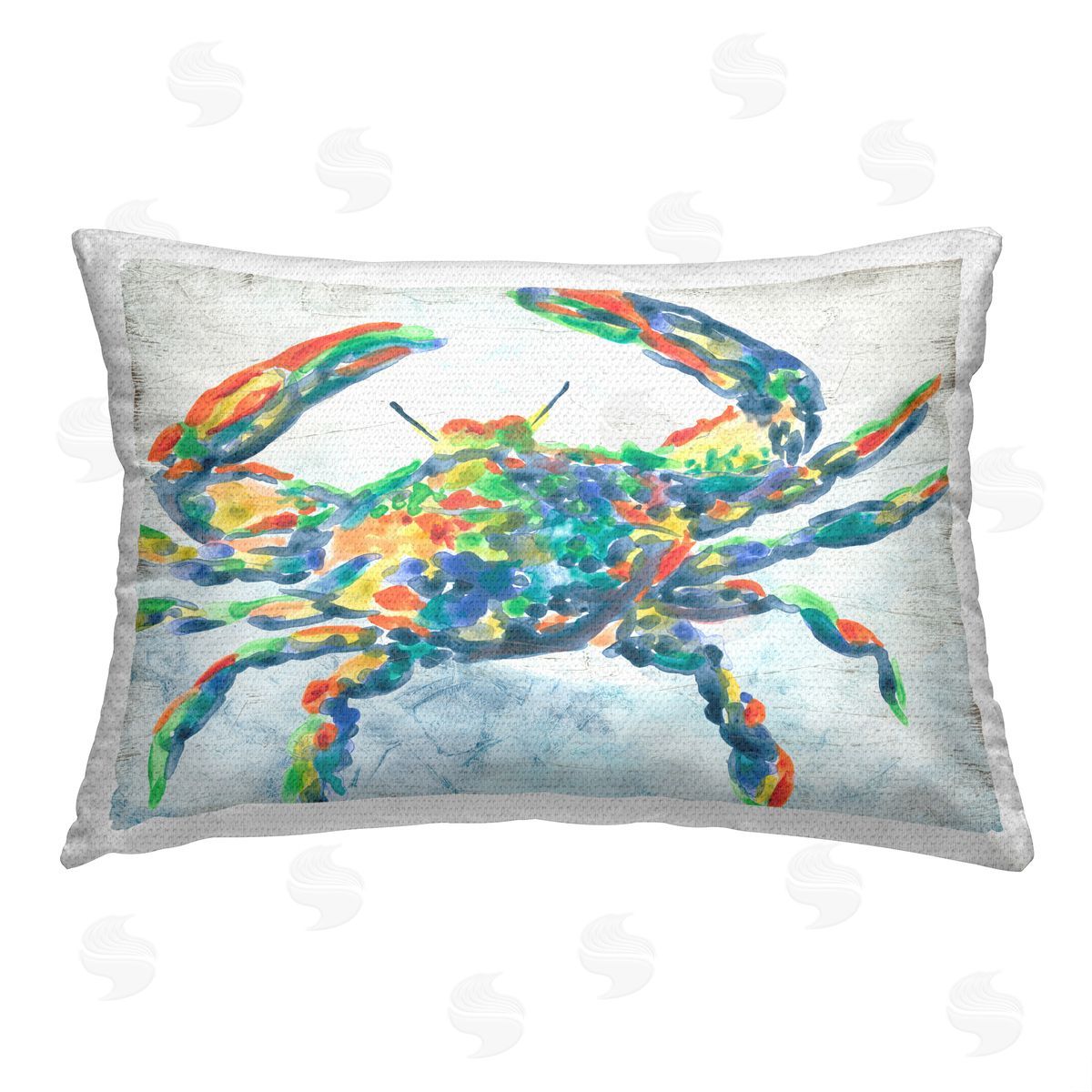 June Erica Vess Modern Hued Crab Outdoor Quick-Dry Polyester Printed Throw Pillow