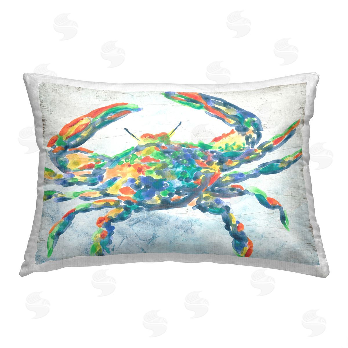 June Erica Vess Modern Hued Crab Printed Plush Polyester Throw Pillow