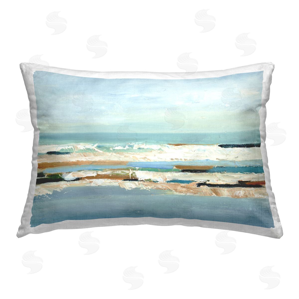 Ethan Harper Abstract Sea View Printed Plush Polyester Throw Pillow
