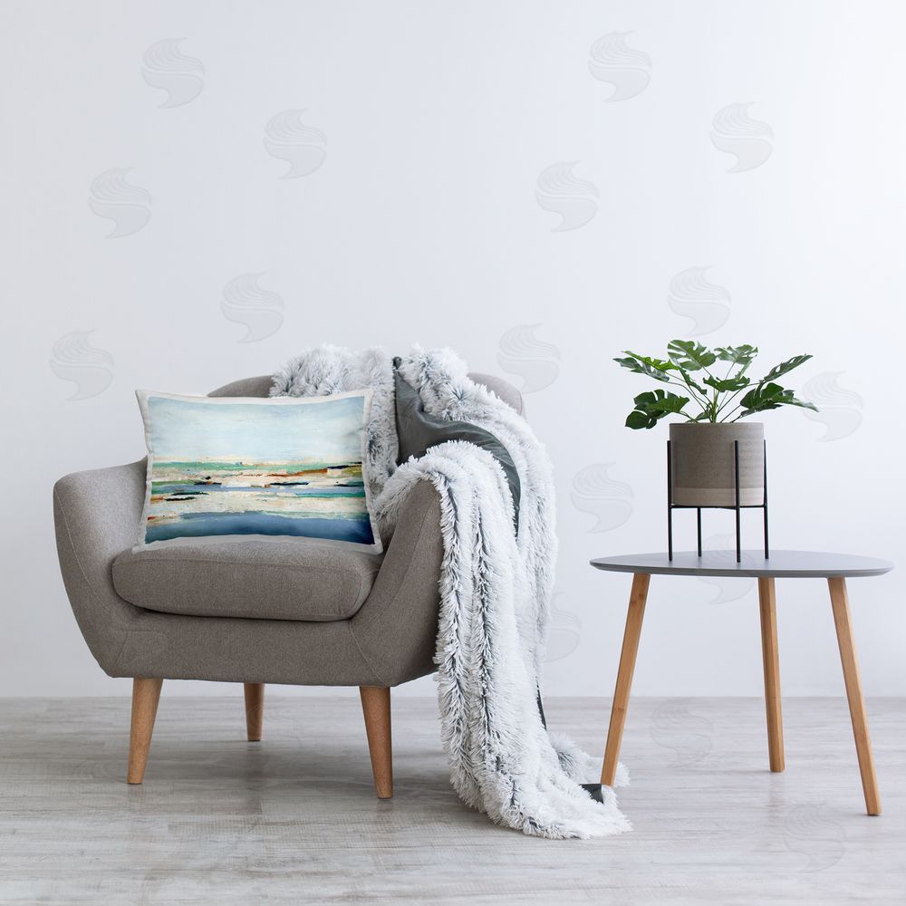 Ethan Harper Abstract Seascape View Printed Plush Polyester Throw Pillow On Chair