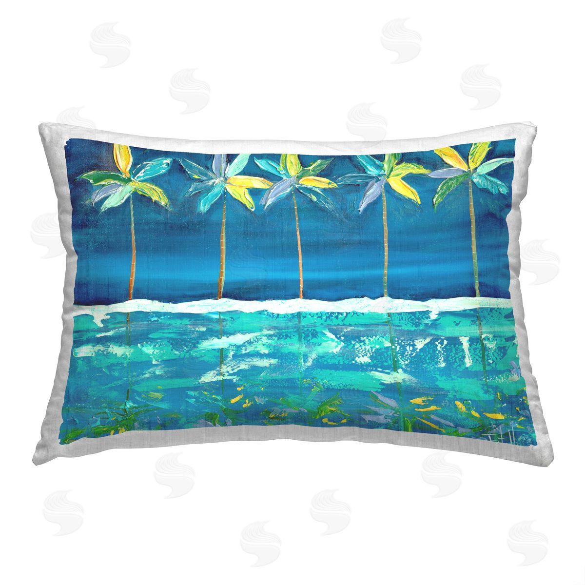 Estelle Grengs Green & Blue Palms Printed Plush Polyester Throw Pillow