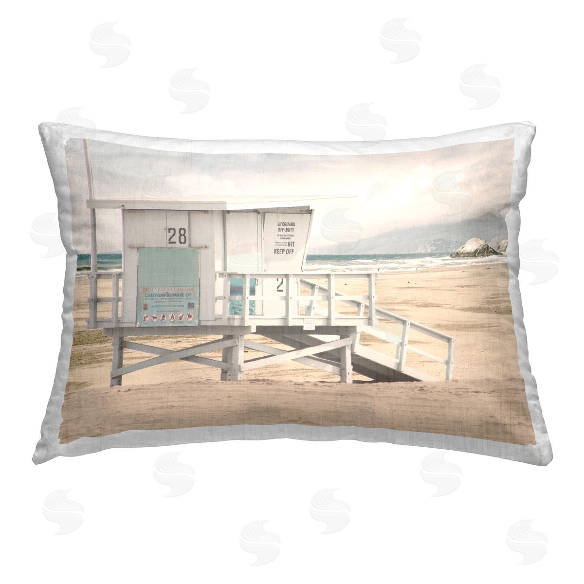 Marcus Prime Coastal Beach Hut Printed Plush Polyester Throw Pillow
