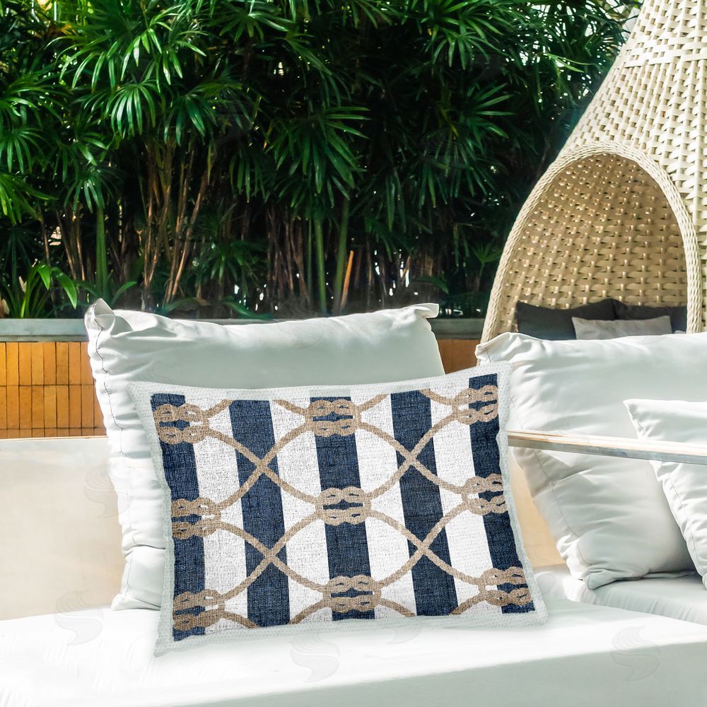 Stupell Studio Maritime Knot Pattern Outdoor Quick-Dry Polyester Printed Throw Pillow in Back Yard