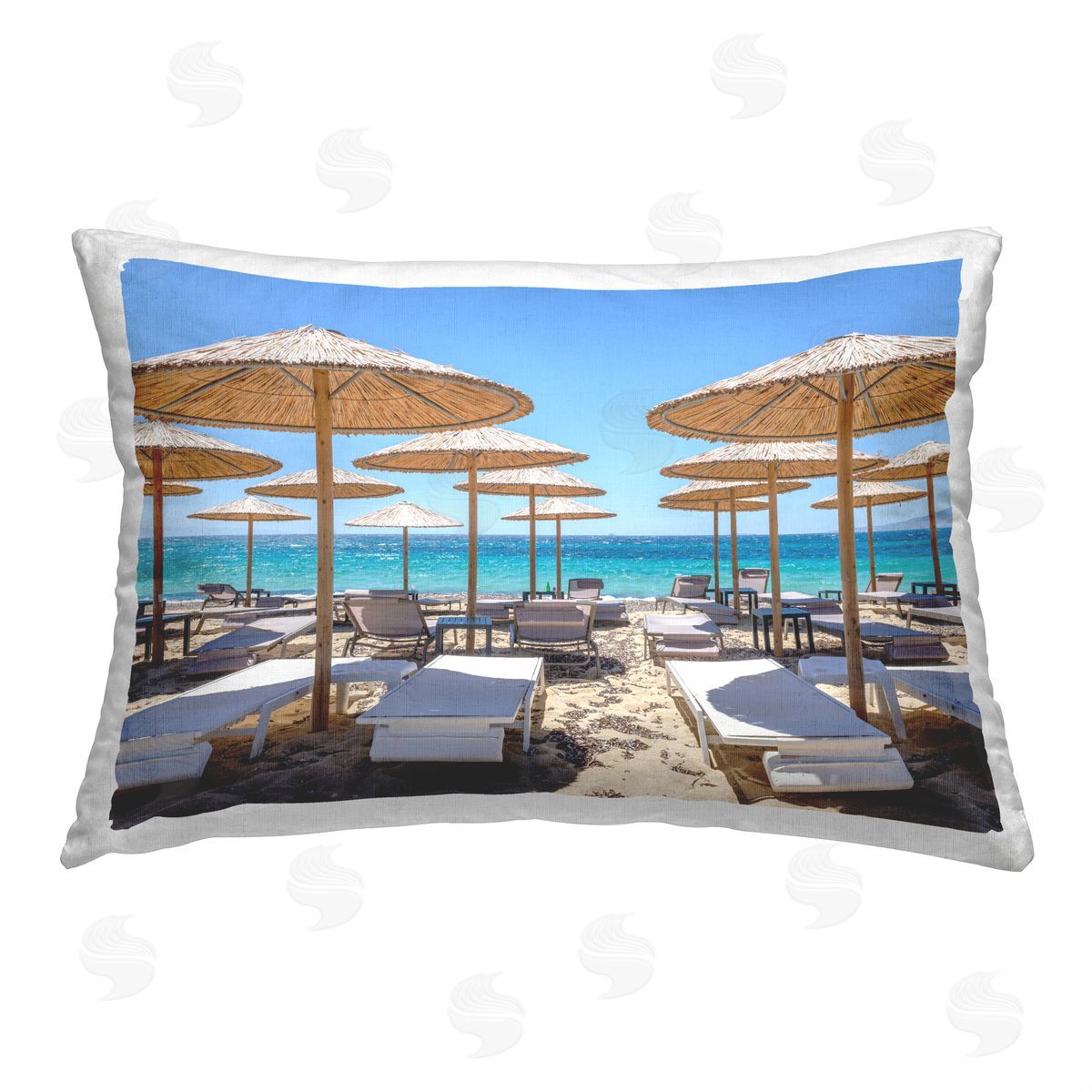 Silver Tropical Beach Vacation Printed Plush Polyester Throw Pillow